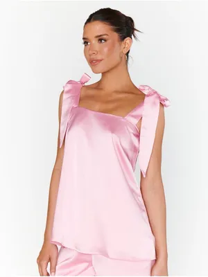 SHOW ME YOUR MUMU Makeup Tank In Light Pink Luxe Satin thumbnail 4