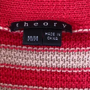 Theory Striped Pink Button-Up‎ Sweater Size M thumbnail 5