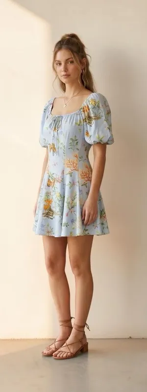 Altar’d State Kaia Butterfly Floral Coral Print Mini Dress XL NWOT Boho thumbnail 1