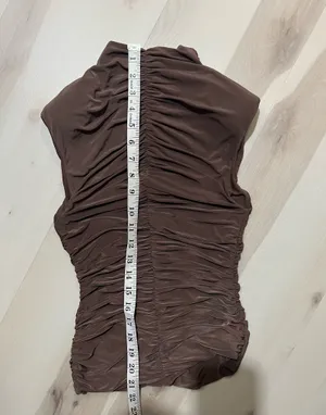 Naked Wardrobe NEW Women XS Espresso Brown Ruched Sleeveless Top Minimalist Chic thumbnail 6