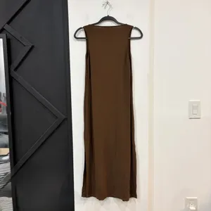 Michael Kors Brown Sleeveless Maxi Tank Dress Size Medium Side Slit Minimalist thumbnail 5