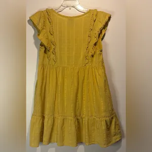 Knox Rose Yellow Flutter Sleeve Tiered V-Neck Lined Baby Doll Mini Dress Size L thumbnail 3