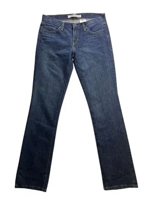 Gap Straight Boy Cut Jeans Womens 6 Long Blue Dark Wash Denim‎ 372071 thumbnail 1