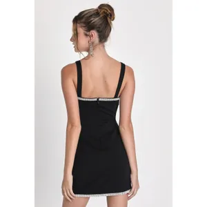 NWT Lulus Glowing Allure Black Rhinestone Sleeveless Bodycon Mini Dress Party S thumbnail 3