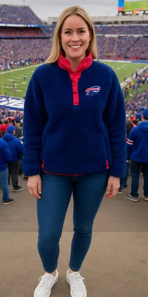 GIII Blue Red Fleece Buffalo Bills Pullover Size Small thumbnail 1