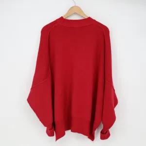 Free People Sweater Womens XS Easy Street Red Oversized Ribbed Knit Excellent thumbnail 6