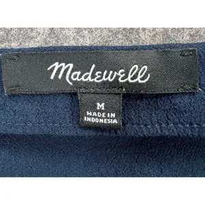 Madewell Easy Mini Dress Womens M Blue Ruffle Sleeves V Neck Preppy‎ SMALL FLAW thumbnail 11