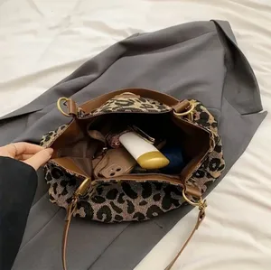 Leopard Print Tote Bag with Brown Accents thumbnail 4