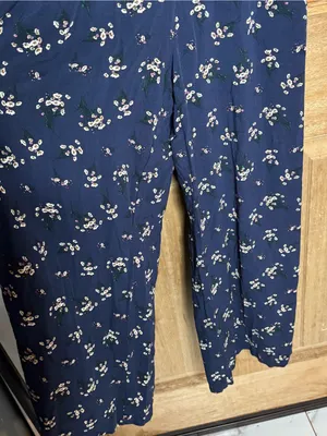 Audrey Parks Navy Floral Spaghetti-Strap Wide-Leg Jumpsuit size S thumbnail 2