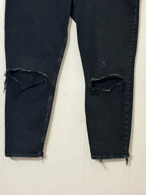 Abercrombie & Fitch The Mom High Rise Jeans 32 14 Black Distressed Ripped thumbnail 3
