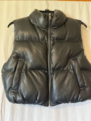 Double Zero Black Faux Leather Puffer Vest – Size S thumbnail 1