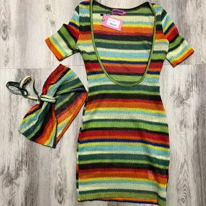 Edikted Multi Color Striped Dress thumbnail 2