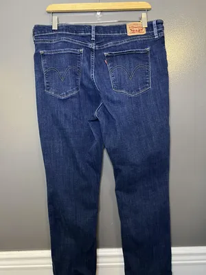 Levis Classic Straight Jeans Womens 14S Blue Dark Wash Stretch Denim Pants thumbnail 4