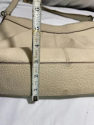 Coach Pebbled Leather Shoulder Bag Cream Ivory Pink Lined Hobo Purse F15064 thumbnail 3