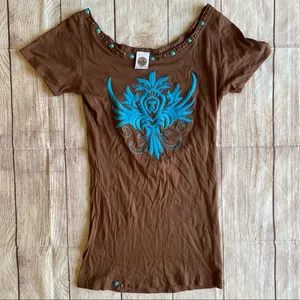 Texas Couture Small Tshirt Top Brown thumbnail 1