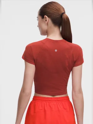 NWT lululemon swiftly cropped short sleeve cranberry charm size 6 thumbnail 2
