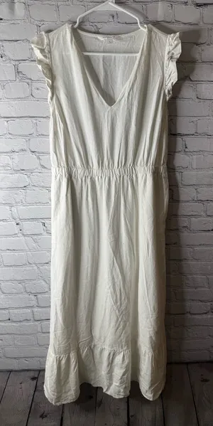 Pop sugar linen blend ruffle sleeve maxi dress size large thumbnail 1
