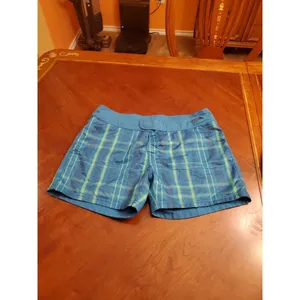 The North Face Shorts Women Size 6 Swim Board Shorts Blue/Green Plaid thumbnail 2
