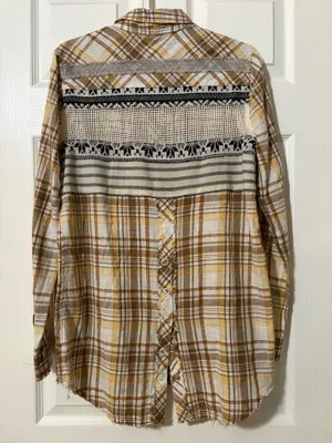 We the free yellow plaid Y2K cowgirl button down medium thumbnail 2
