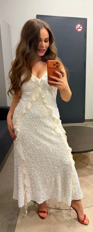 NWT‎ Bardot Marsella Ruffle Sequin Ivory Bridal Coquette Midi Dress thumbnail 1