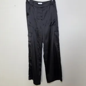 MESHKI Amaya Lace Up‎ Cargo Pants Black Satin Wide Leg Size S thumbnail 2