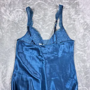 Victoria's Secret Gold Label Teal Satin Lace Nightgown M Lingerie Elegant Vintage thumbnail 4