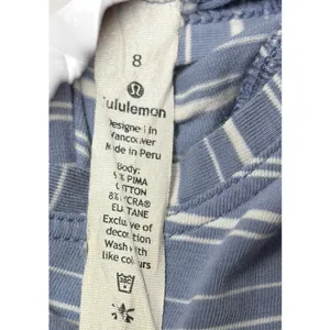 Lululemon Wild Tank Top Blue White Striped Open‎ Back Pima Cotton Yoga Size 8 thumbnail 3