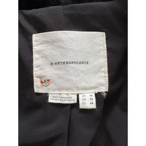 Anthropologie Black Velvet Cropped One Button Closure Jacket thumbnail 6