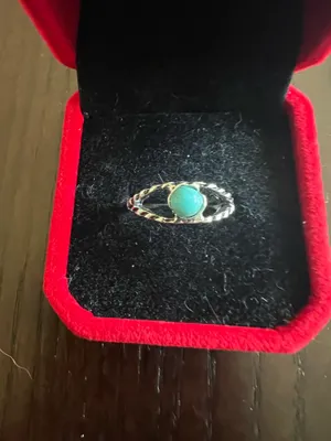Women’s Stainless Steel Silver Simulated Faux Turquoise Ring Size 6 NWT thumbnail 1