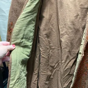 Vintage Western boho handmade size L embroidered wool midi coat. Sash tie. thumbnail 7