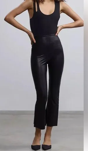 Commando Faux Leather Crop Flare Leggings L thumbnail 1
