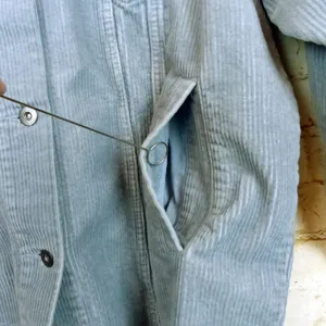 Zara Oversized Corduroy Trucker Jacket Womens XS Baby Blue Raw Hem Gorpcore 90s thumbnail 11