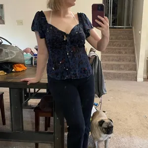 Unique Vintage blue cutout tie top thumbnail 6