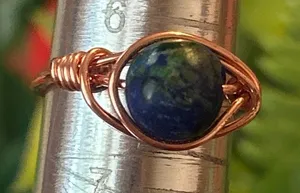 💍 Handcrafted chrysocolla copper wire wrapped crystal ring size 6.5 thumbnail 1