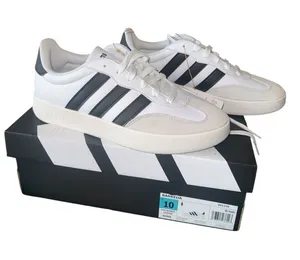NWT NIB adidas Barreda White Black Low-Top Sneakers Suede Trim Lace UP 10 thumbnail 1