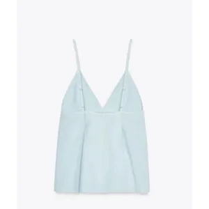 Zara Women XXL‎ Light Blue Linen Blend Button Front V-Neck Camisole Tank Top NWT thumbnail 5