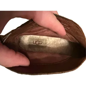 Ugg W Wright Belted Shearling‎ Lined Chestnut Leather Suede Ankle Boots Sz 7 thumbnail 7