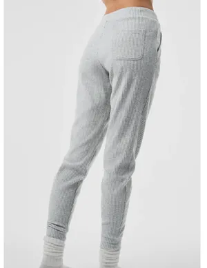 ALO Yoga Light Gray Muse Ribbed Drawstring Joggers thumbnail 2