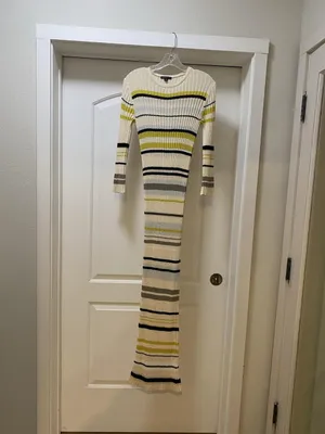 James Perse Sweater Dress Womens M Multicolor Stripe Knit Long Sleeve Bodycon thumbnail 2