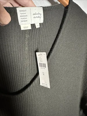NEW Anthropologie Taylor Ribbed Maxi Dress Saturday Sunday Olive Green Medium thumbnail 6