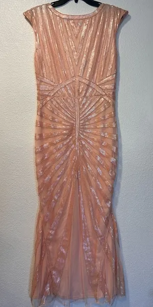 Elegant Peach Evening Gown Pink Size L thumbnail 1
