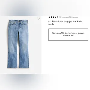 EUC J.Crew Tall 9" demi-boot crop jean in Ruby wash Sold Out Sz 28 Broken Zipper thumbnail 4