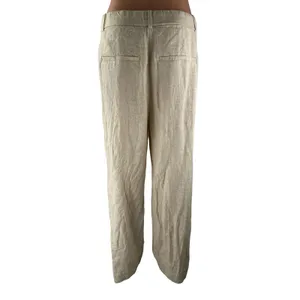 Abercrombie & Fitch Beige Linen High Rise Pleated Wide Leg Trousers Pants Sz 30 thumbnail 2