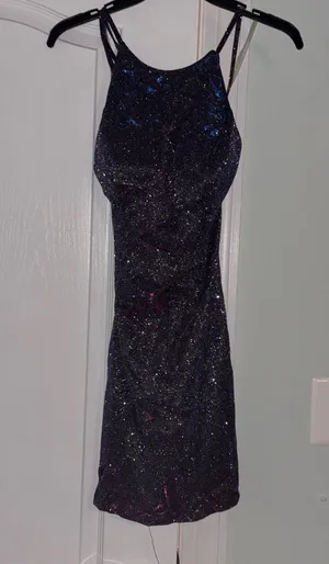 Purple Sparkly Illusion Dress thumbnail 1