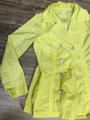 Joujou Women’s XL Lime Yellow Waterproof Double Breasted Rain Jacket thumbnail 5