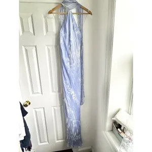 Amanda Uprichard Ashton Lavender Floral Scarf Halter Maxi Dress Medium thumbnail 4
