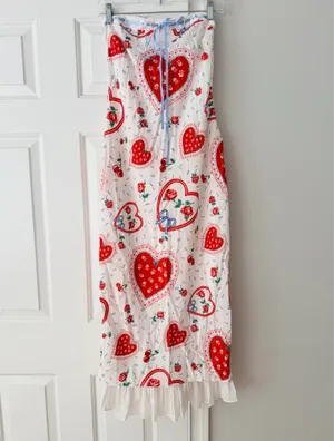 For Love & Lemons Daisy Mae Strapless Midi Bias Dress, Size M thumbnail 8