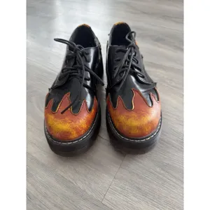 VTG 90's Y2K Womens Black Flame Oxford Platform Shoes Punk Goth Chunky Size 7.5 thumbnail 2