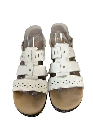 Clarks Size 10 Strappy Stylist Summer Comfy Casual Chic Slip On Sandals White thumbnail 6