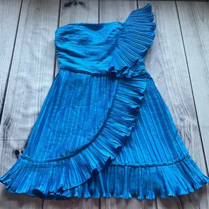 Amur Kelce Cobalt Blue Pleated Flounce Mini Dress thumbnail 6